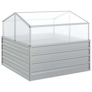 vidaXL Upph&ouml;jd odlingsl&aring;da med v&auml;xthus 100x100x85 cm silver
