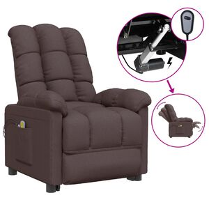 vidaXL Elektrisk massagef&aring;t&ouml;lj m&ouml;rkbrun tyg
