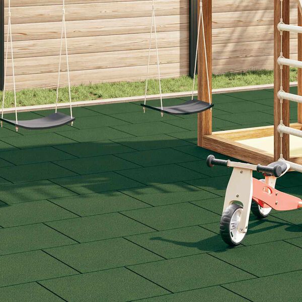 vidaXL Fallskyddsmattor 6 st gummi 50x50x3 cm gr&ouml;n