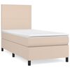 vidaXL Rams&auml;ng med b&auml;ddmadrass cappuccino 90x190 cm konstl&auml;der