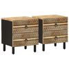 vidaXL S&auml;ngbord 2 st svart 40x33,5x46 cm massivt grovt mangotr&auml;