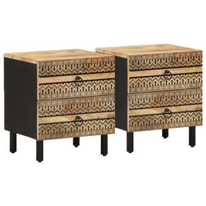 vidaXL S&auml;ngbord 2 st svart 40x33,5x46 cm massivt grovt mangotr&auml;