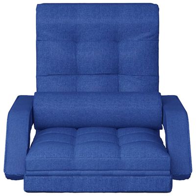 vidaXL Vikbar golvstol med sängfunktion blå tyg