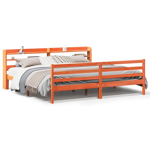 vidaXL S&auml;ngram utan madrass vaxbrun 200x200 cm massiv furu