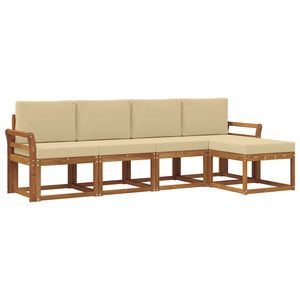 vidaXL Utomhussoffset 5 pcs Naturlig och Beige Massivt Akaciatr&auml;