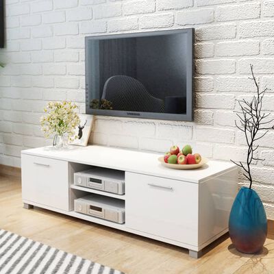 vidaXL Tv-bänk högglans vit 120x40,5x35 cm