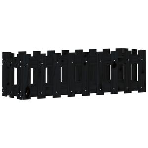 vidaXL Odlingsl&aring;da med staket-design svart 100x30x30 cm massiv furu