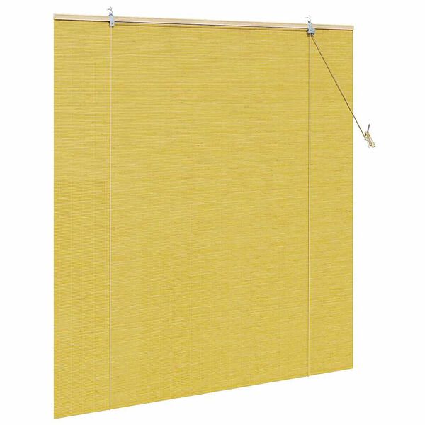 vidaXL Rullgardin med gardiner Gul 150 x 160 cm Bambu
