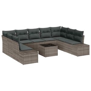 vidaXL Tr&auml;dg&aring;rdsoffset 9 st 8-Antal sittplatser Gr&aring; Polyrattan