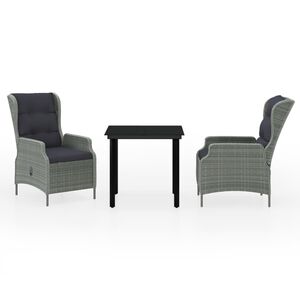 vidaXL Matgrupp f&ouml;r tr&auml;dg&aring;rden 3 delar ljusgr&aring;