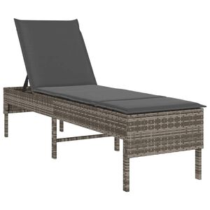 vidaXL Solstol med dyna gr&aring; 55x200x44cm konstrotting
