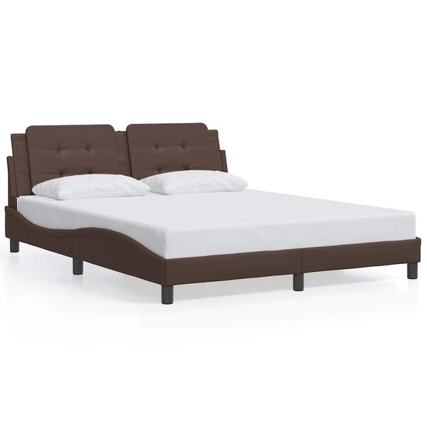 vidaXL Bed Frame without Mattress "Zadar" Brown 160x200 cm Faux Leather