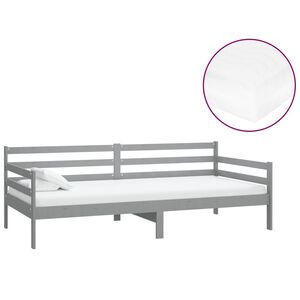vidaXL Dagb&auml;dd med madrass 90x200 cm gr&aring; massiv furu