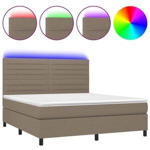vidaXL Rams&auml;ng med madrass & LED taupe 160x200 cm tyg