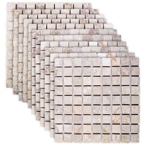 vidaXL Mosaikplattor Gr&auml;ddvit 30 x 30 cm Marmor