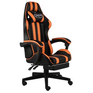 vidaXL Gamingstol med fotst&ouml;d svart och orange konstl&auml;der