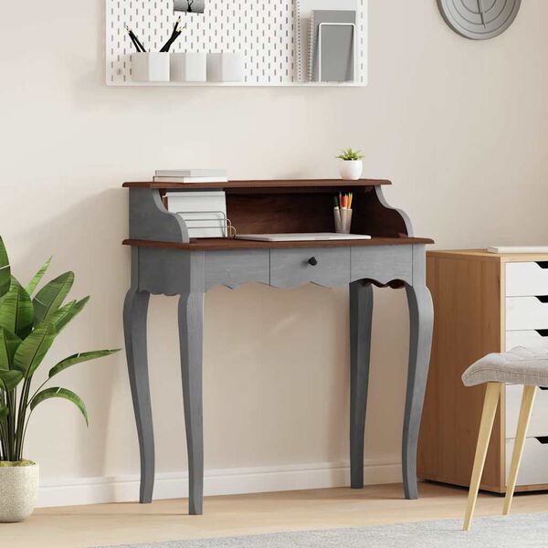 vidaXL Skrivbord massivt mahognytr&auml; 80x40x92 cm