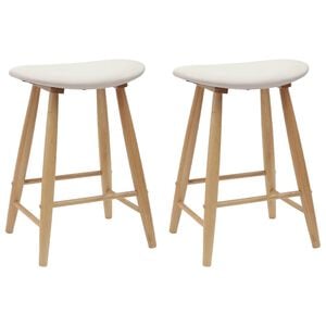 vidaXL Matstolar 2 st Massiv Gummitr&auml; Naturf&auml;rg 46 x 37 x 63 cm