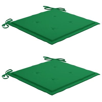 vidaXL Trädgårdsstolar 2 st med gröna dynor massivt teakträ