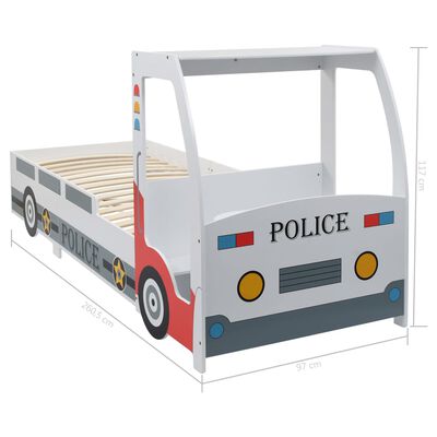 vidaXL Barnsäng polisbil med madrass 90x200 cm 7 zoner H2 H3