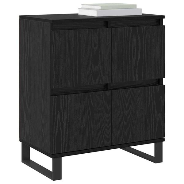 vidaXL Sideboard 2 pcs Svart Ek 60 x 35 x 70 cm