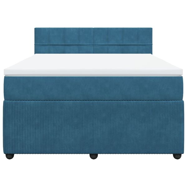 vidaXL Rams&auml;ng med madrass bl&aring; 140x190 cm sammet