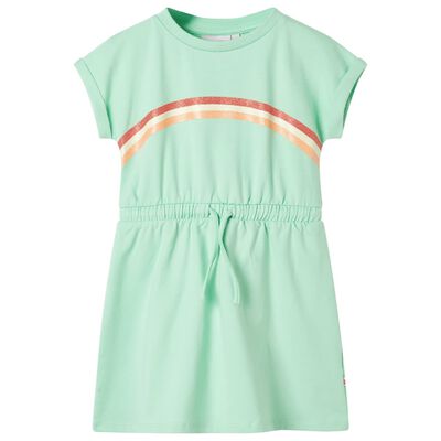 Barnklänning med dragsko klargrön 92