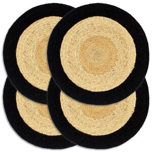 vidaXL Bordstabletter 4 st naturlig och svart 38 cm jute och bomull
