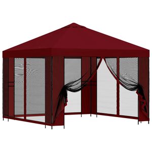 vidaXL Tr&auml;dg&aring;rdsgazebo med sidov&auml;ggar 3 x 3 m Vinr&ouml;d