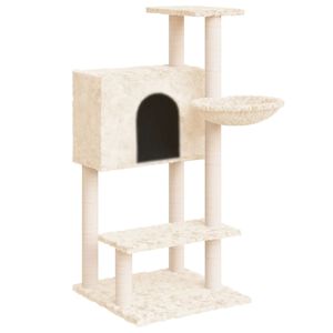 vidaXL Kattr&auml;d med kl&ouml;spelare sisal gr&auml;ddvit 142 cm