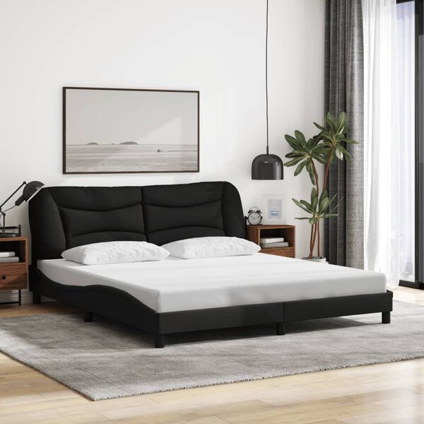 vidaXL Bed Frame without Mattress "Hvar" Black 180x200 cm Fabric