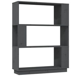 vidaXL Bokhylla/Rumsavdelare gr&aring; 80x25x101 cm massiv furu