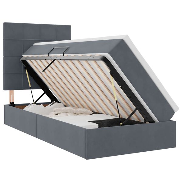 vidaXL F&ouml;rvaringss&auml;ng med madrass M&ouml;rkgr&aring; 100 x 200 cm Sammet