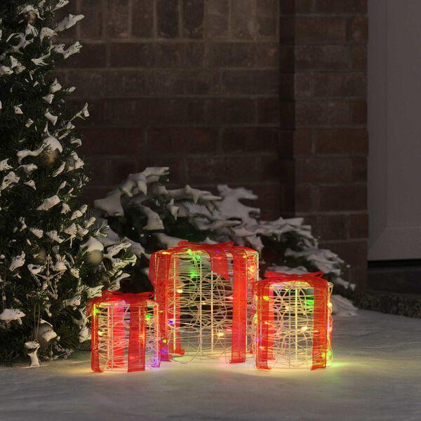 vidaXL Dekor av G&aring;va Box 3 pcs f&auml;rgstark 20 x 20 x 21 cm Akryl