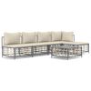 vidaXL Loungegrupp 6 delar med dynor antracit konstrotting