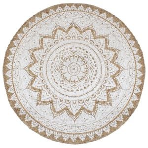 vidaXL Jutematta flätad tryckmönster rund 210 cm