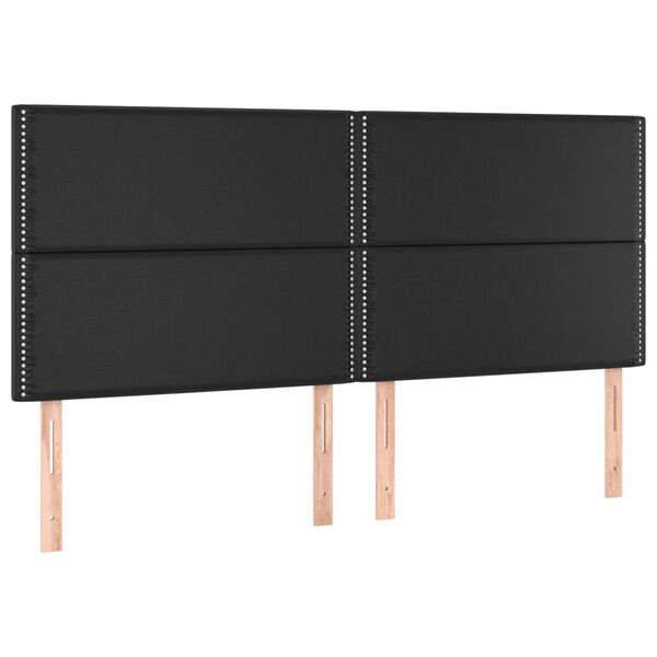 vidaXL Sänggavel LED svart 180x5x118/128 cm konstläder