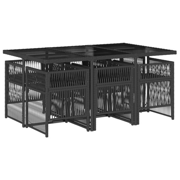 vidaXL Matgrupp f&ouml;r tr&auml;dg&aring;rden med dynor 7 delar svart konstrotting