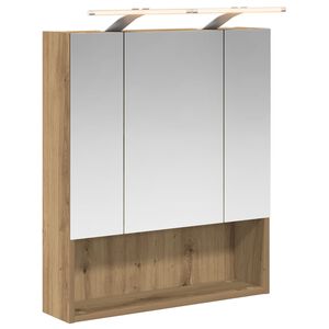 vidaXL Badrumsspegelsk&aring;p Artisan Ek 60 x 14.5 x 70 cm Konstruerat tr&auml;