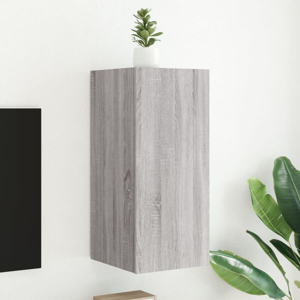 vidaXL V&auml;ggmonterad tv-b&auml;nk LED gr&aring; sonoma 30,5x35x70 cm