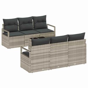 vidaXL Soffset med kudde 7 pcs Ljusgr&aring; konstrotting