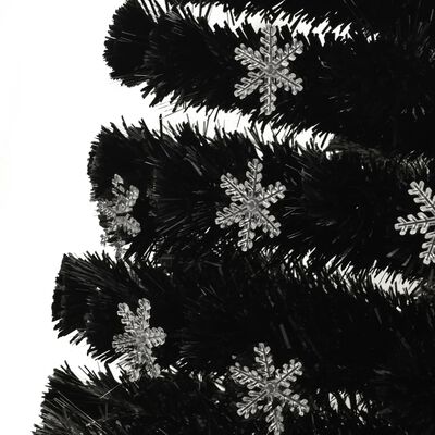 vidaXL Julgran med LED-snöflingor svart 150 cm fiberoptik