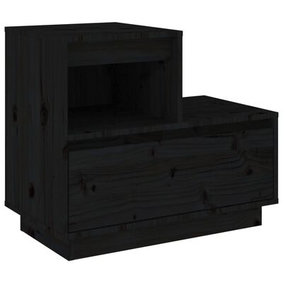 vidaXL Sängbord svart 60x34x51 cm massiv furu