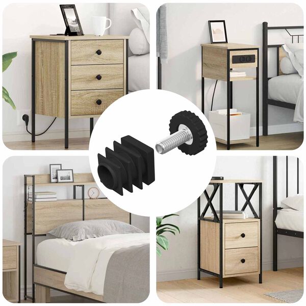 vidaXL M&ouml;beljusterare Justerbar 12 pcs Svart M6 PP