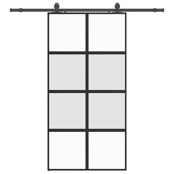 vidaXL Skjutd&ouml;rr med beslag svart 102,5x205 cm h&auml;rdat glas