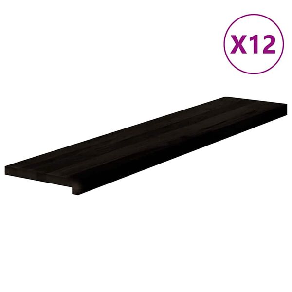 vidaXL Trappstegsmattor 12 pcs m&ouml;rkbrun 120x25x2 cm massiv ek