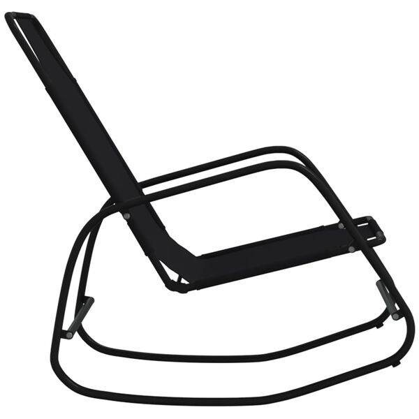 vidaXL Gungande solsäng svart stål och textilene