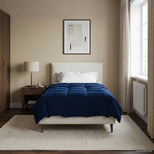 vidaXL Full &Aring;rs-Duvet Quiltad M&ouml;rkbl&aring; 140 x 220 cm Mikrofiber