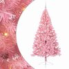 vidaXL Konstgjord F&ouml;rbelyst Julgran med 300 LED-lampor Rosa 240 cm PVC