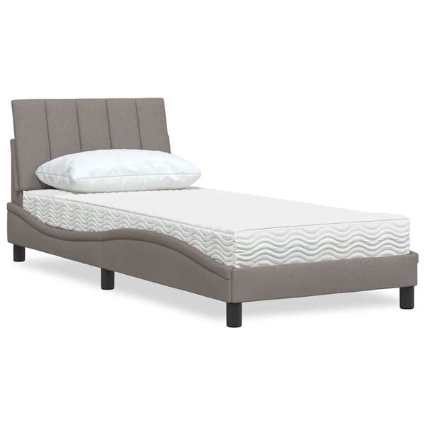 vidaXL Bed with Mattress "Hanko" Taupe 90x200 cm Fabric